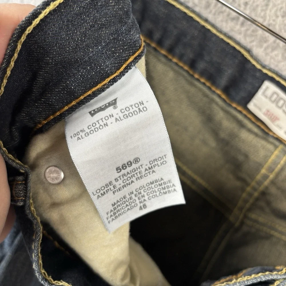 Levis 569 Shorts Men's 46 Dark‎ Wash Loose Fit Jean Jorts Cotton Denim Baggy Y2K